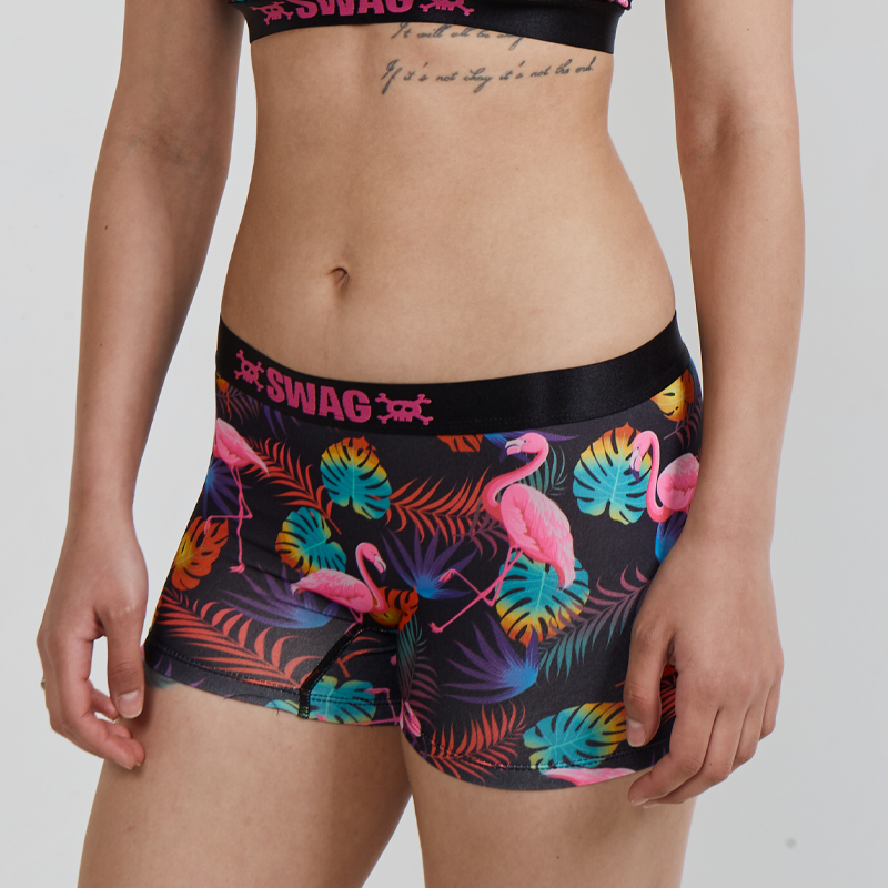 SWAG WOMEN'S FLAMINGO BOY SHORT - NEON GLOW