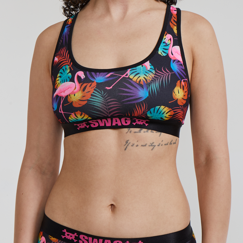 SWAG WOMEN'S FLAMINGO CROP TOP - NEON GLOW