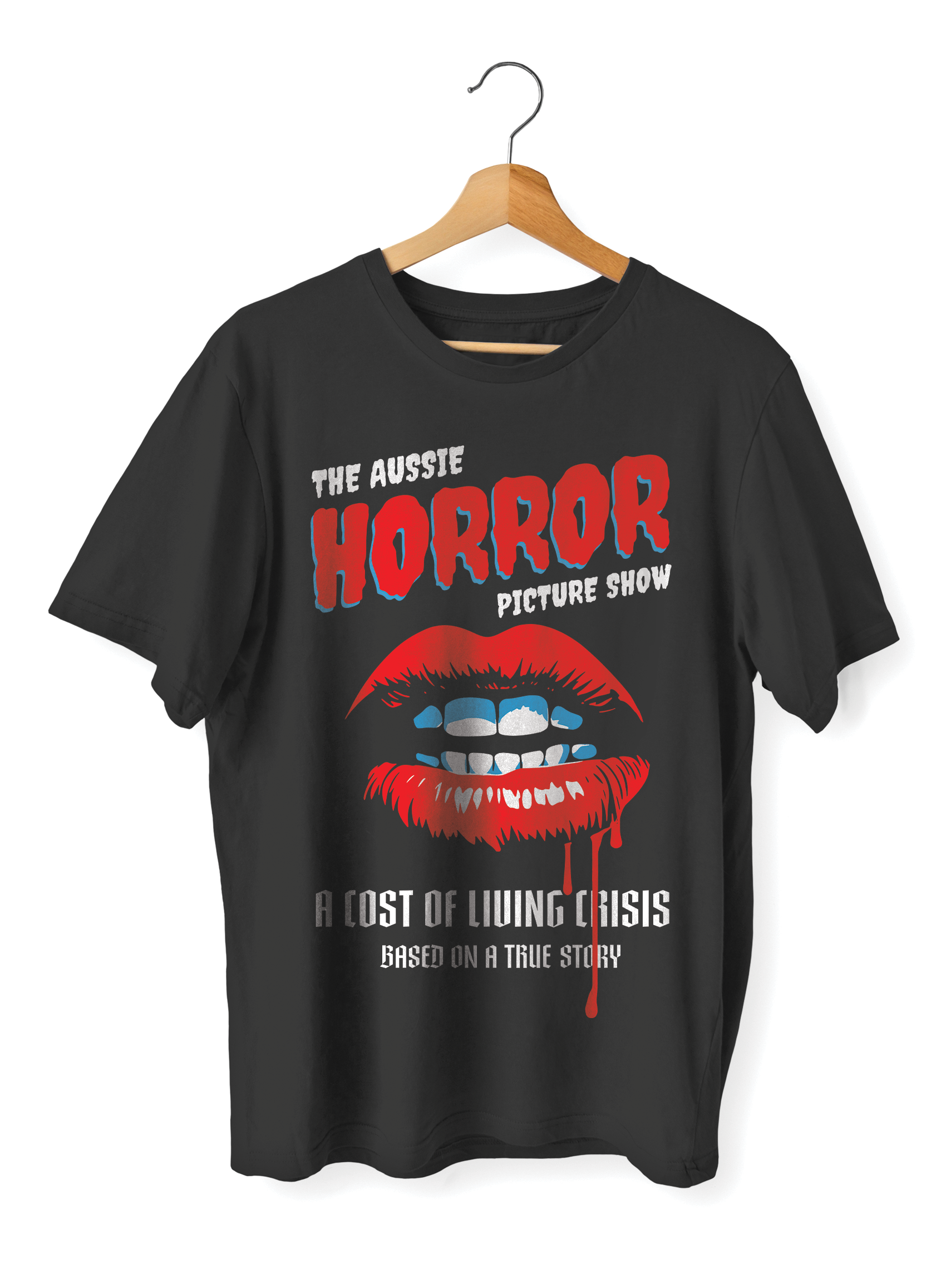 SWAG COST OF LIVING HORROR SHOW T-SHIRT - AUSSIE HORROR PICTURE SHOW