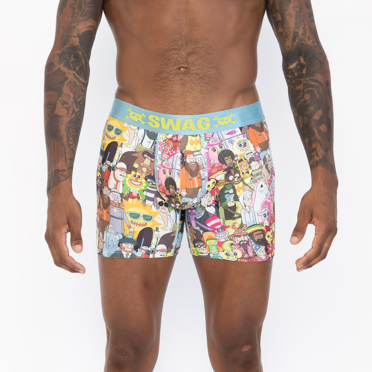 Rick and Morty Cast Collage SWAG Boxer Briefs, Multicolor, X-Large